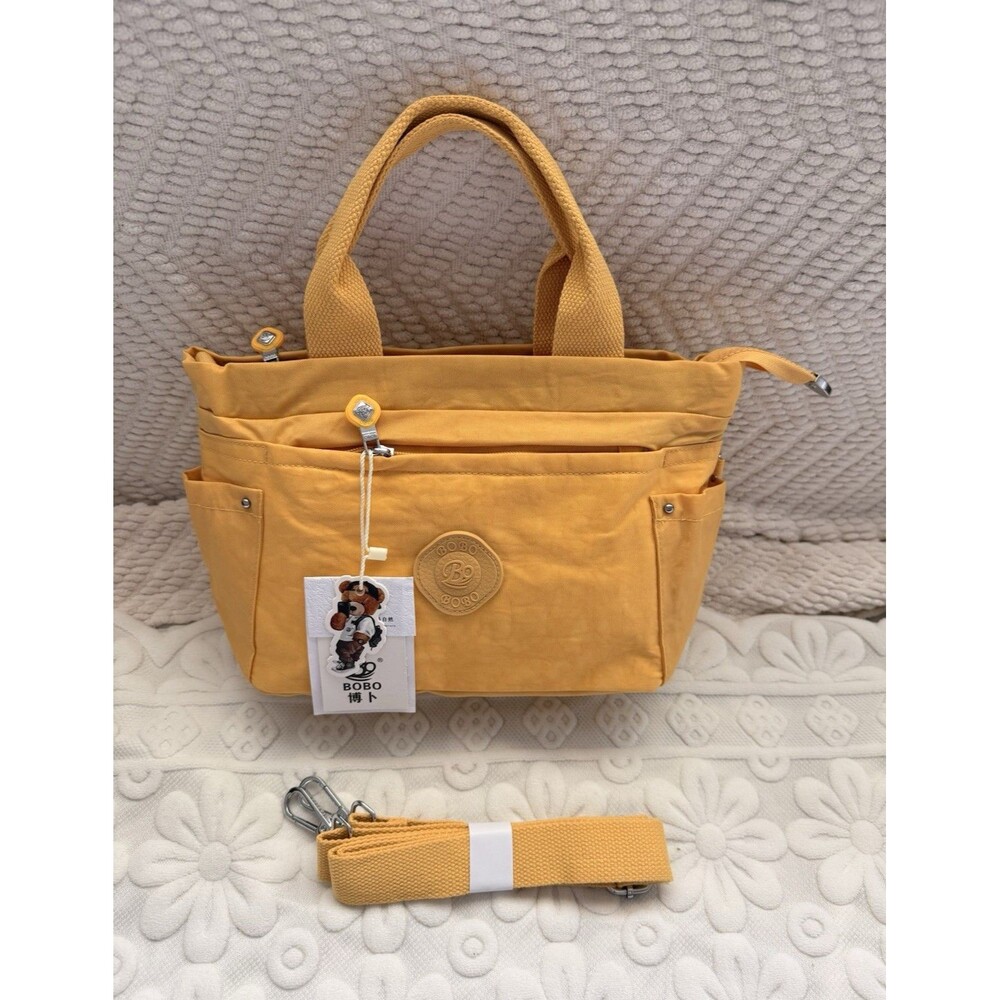 Lightweight Bright Nylon Crossbody Bag Multi-Zip Compartments Top Handle